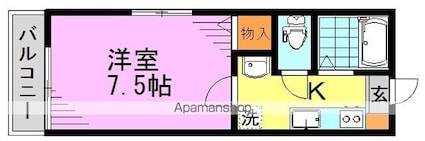 プランドール高円寺南[1K/22.36m2]の間取図