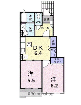 カトレア　Ⅱ[2DK/45.72m2]の間取図