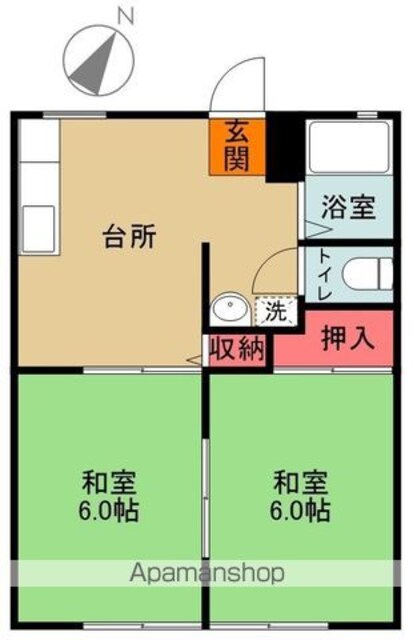 サンシティー平成[2DK/39.67m2]の間取図