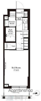 東京都中野区江原町２丁目[1K/25.52m2]の間取図