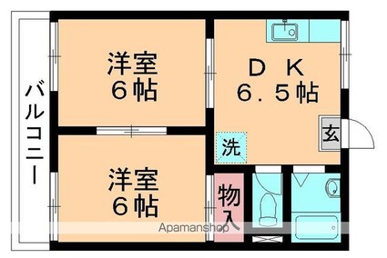 祐光ファイン[2DK/34.65m2]の間取図