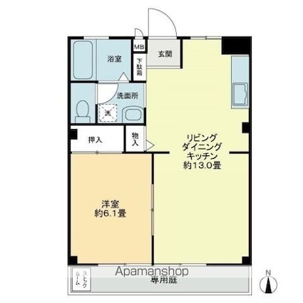 フォブール円座　Ⅱ[1LDK/39.75m2]の間取図