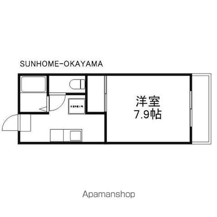 グランドソレーユ[1K/26m2]の間取図