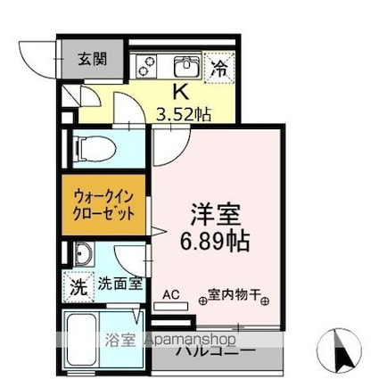 セレシェイラ壱番館[1K/27.13m2]の間取図