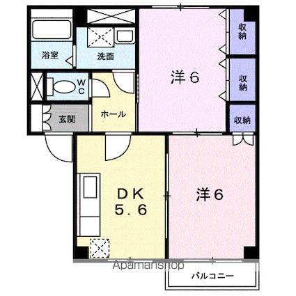 グリーンパレスⅡ[2DK/44.71m2]の間取図