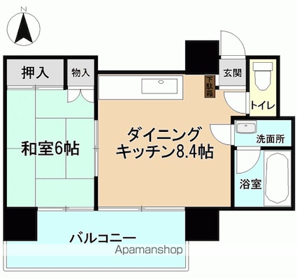 ヴァンヴェールいわき[1LDK/33.33m2]の間取図