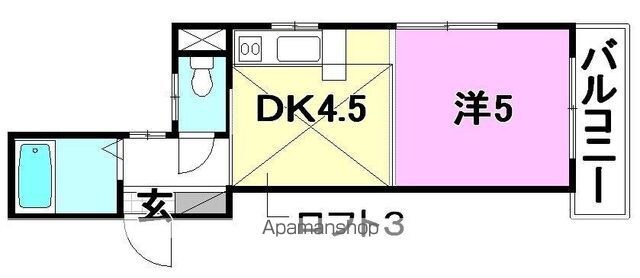 キクコビル[1DK/21.43m2]の間取図