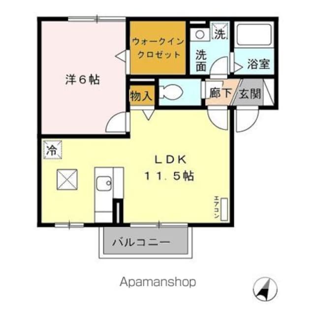 Ｈａｒｖｅｓｔ　Ａ棟[1LDK/41.37m2]の間取図