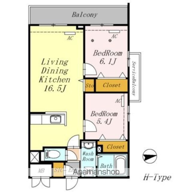 ＡＺＡＬＥＴＹ上北沢[2LDK/61.14m2]の間取図