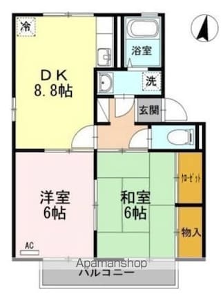 ロイヤルパレス新倉　Ｂ棟[2DK/48.6m2]の間取図