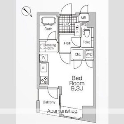 プライムアーバン中目黒Ⅱ[1R/27.29m2]の間取図