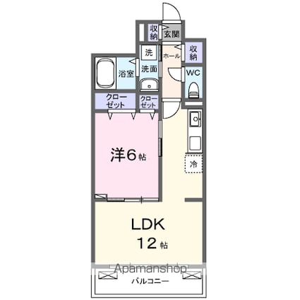 ヴィラバース[1LDK/42.38m2]の間取図