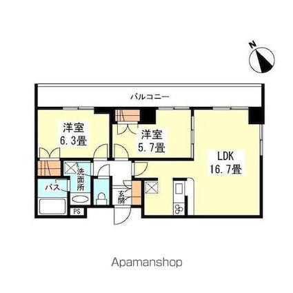 Ｃｉｍｅｎｔ二子玉川[2LDK/62.32m2]の間取図