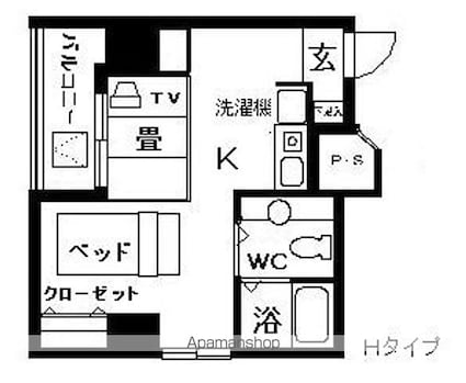 グランビア岡田[1R/27.91m2]の間取図