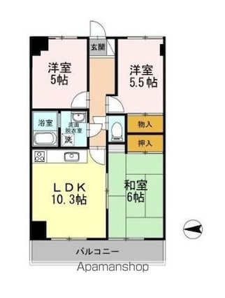 フリーダム光が丘Ⅱ[3LDK/61.1m2]の間取図