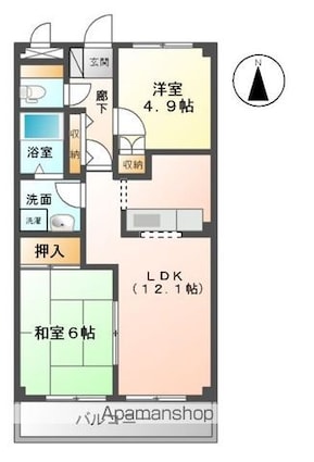 エスポワールメゾンちはら[2LDK/49.5m2]の間取図