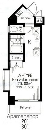 ＧｒａｎＣｉｔｙＨｏｕｓｅ[1R/20.88m2]の間取図