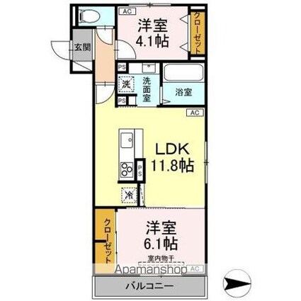 ボヌール　Ｔ[2LDK/52.88m2]の間取図