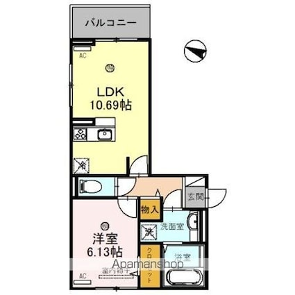 エクセディⅠ[1LDK/42.93m2]の間取図