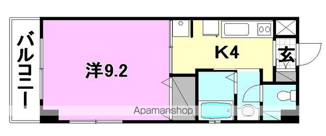 ブラウンハイム朝生田[1K/21.38m2]の間取図