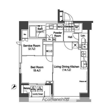 コンフォリア日本橋人形町[1SLDK/54.89m2]の間取図