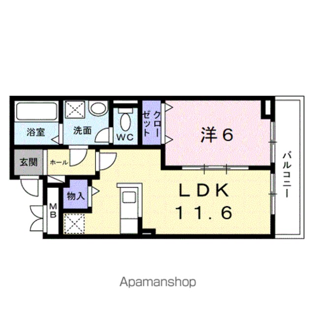 仮）本町５丁目アパート[1LDK/43.48m2]の間取図