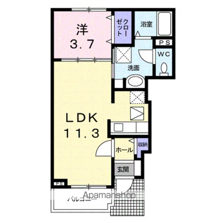ゴールド　フレイムＢ[1LDK/37.13m2]の間取図