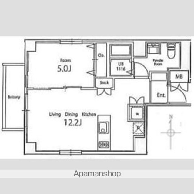 アリカ新御徒町[1LDK/40.01m2]の間取図