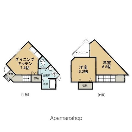 メゾンクンシラン[2DK/52.2m2]の間取図