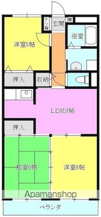 ルミエール浜Ⅱ[3LDK/62.42m2]の間取図
