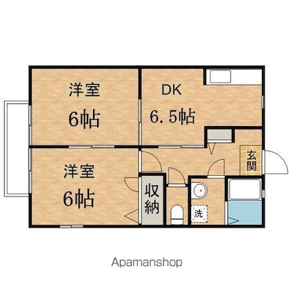 東京都日野市程久保１丁目[2DK/44m2]の間取図