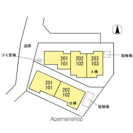 東京都世田谷区砧１丁目[1LDK/41.57m2]の配置図
