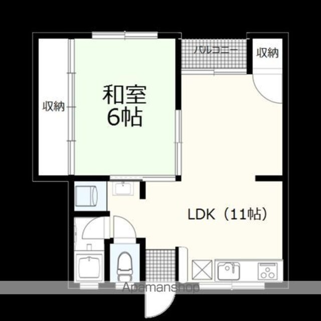 和歌山県和歌山市上野[1LDK/45m2]の間取図