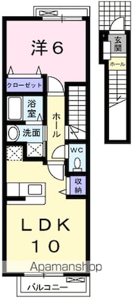 アライブカーサⅠ[1LDK/42.37m2]の間取図