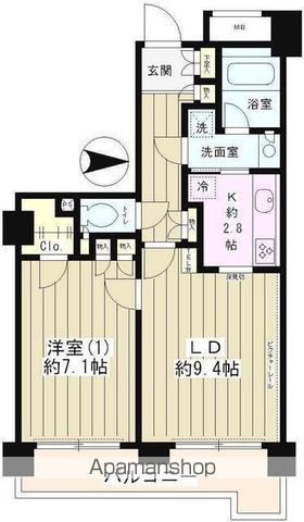 ラフィーネ阿佐谷[1LDK/48.4m2]の間取図