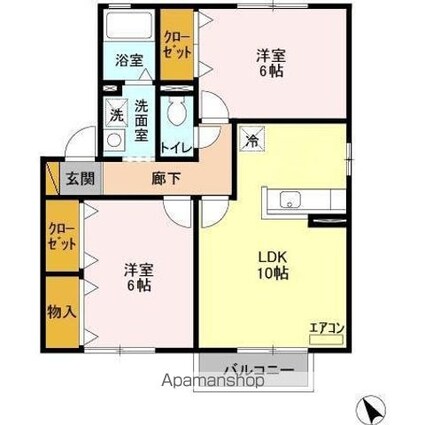 パストラーレ　Ａ・Ｂ[2LDK/54.44m2]の間取図