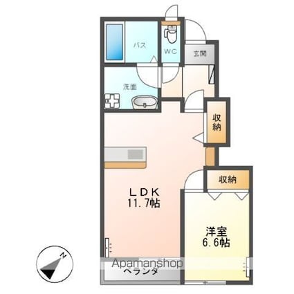 Ｐｕｒｅ　Ｇｒｅｅｎ　豊[1LDK/42.98m2]の間取図