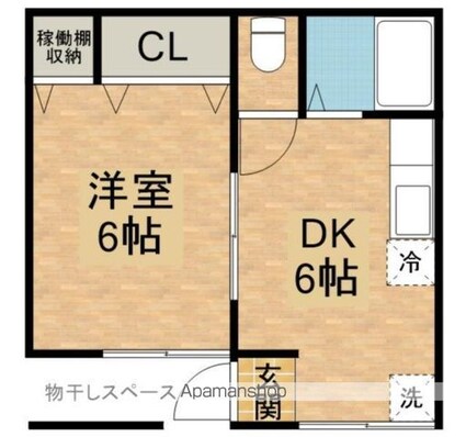 ヒルズＢ[1DK/27.32m2]の間取図