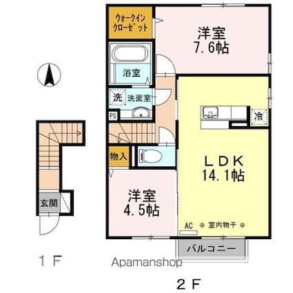 ヴィラフォンテ[2LDK/61.55m2]の間取図