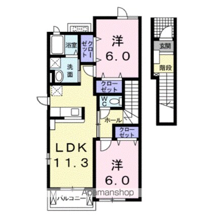 ヴィラ　エレガントＢ[2LDK/58.48m2]の間取図