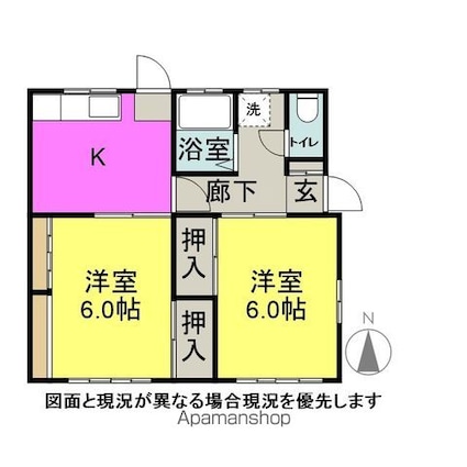 マルテツ貸家[2K/42.99m2]の間取図