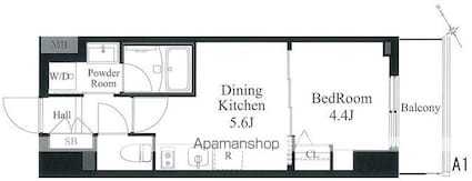 ラティエラ秋葉原[1DK/25.78m2]の間取図
