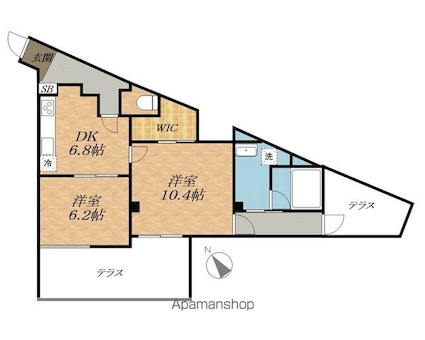 クイーンパレス[2DK/58.41m2]の間取図