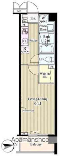 バンデューセン上北沢[1K/30m2]の間取図