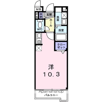 滋賀県草津市野路東４丁目[1K/27.25m2]の間取図