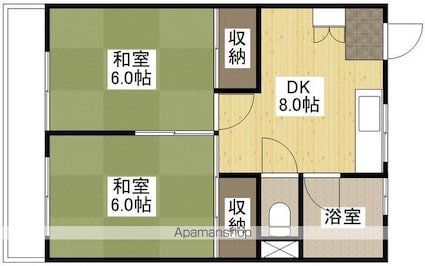 広島県広島市中区東白島町[2DK/43.74m2]の間取図