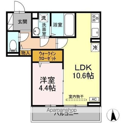 ＣｏｕＲ１８高宮Ｅ[1LDK/40.31m2]の間取図
