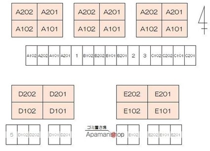ロイヤルコート屋島Ｄ・Ｅ[3DK/55.44m2]の配置図