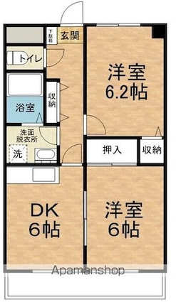 ＮＡＫＡＴＡマンション[2DK/44.55m2]の間取図