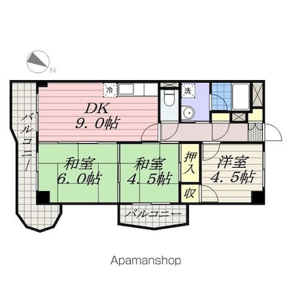 エクセルハイム海宝[3DK/54.54m2]の間取図